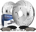 Detroit Axle - 4 Lugs Front Brake Kit for 2000-2006 Nissan Sentra, 93-01 Altima, 99-02 Infiniti G20, Drilled & Slotted Disc Brake Rotors Replacement Ceramic Brakes Pads: 11.02'' inch Rotors