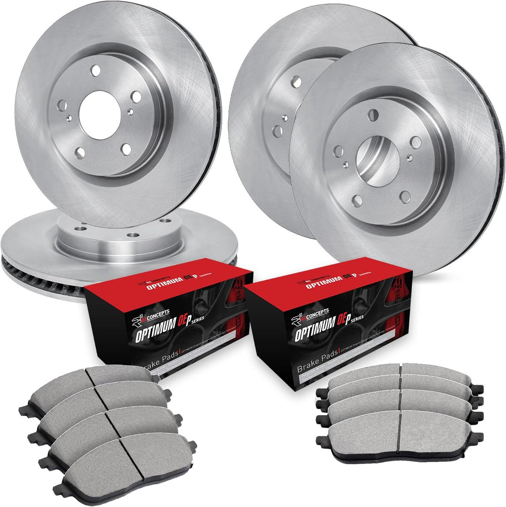 R1 Concepts Front and Rear Brake Kit Fits 2015-2016 Chrysler 200| Optimum Oep Brake Pads and Blank Brake Rotors| 12.0' Front & 10.9' Rear