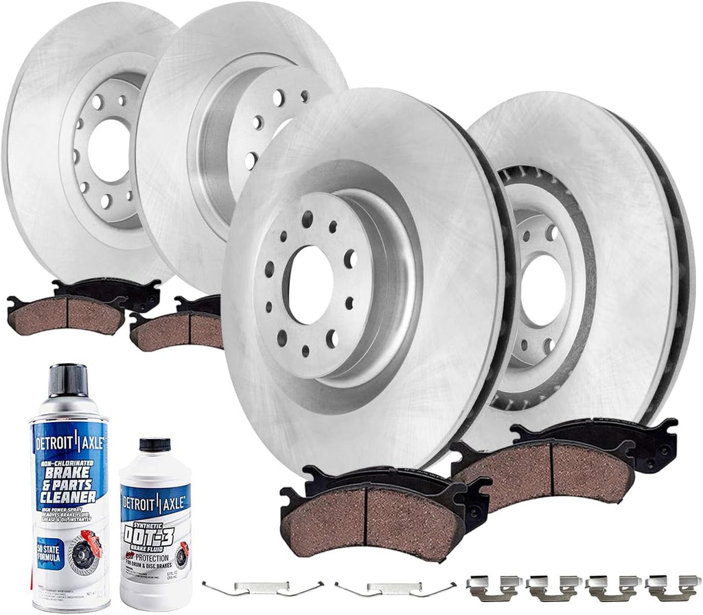 Detroit Axle - Brake Kit for Fiat 2014-2020 500L, 2015 2016 2017 2018 2019 Disc Brake Rotors Ceramic Brakes Pads Replacement : 12.01' inch Front and 10.39' inch Rear Rotor