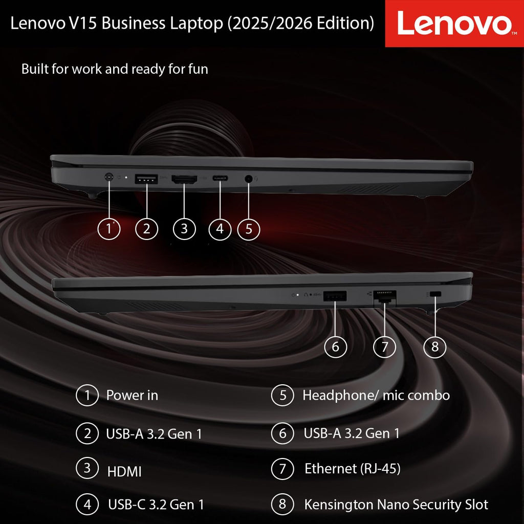 Lenovo 2025 New V15 Business Laptop(2025/2026 Edition) with Microsoft Office, Intel Powerful CPU, 16GB RAM, 1TB SSD, 15.6' FHD Display, Ultra Quiet Design, Long Battery Life, Windows 11 Pro-WOWPC
