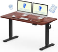 FLEXISPOT EN1 One-Piece Standing Desk, Electric Adjustable with 4 Memory Presets, 176 LBS Capacity, Stable & Quiet, Seamless Desktop for Home Office & Dual Monitors, 55'x28' Mahogany