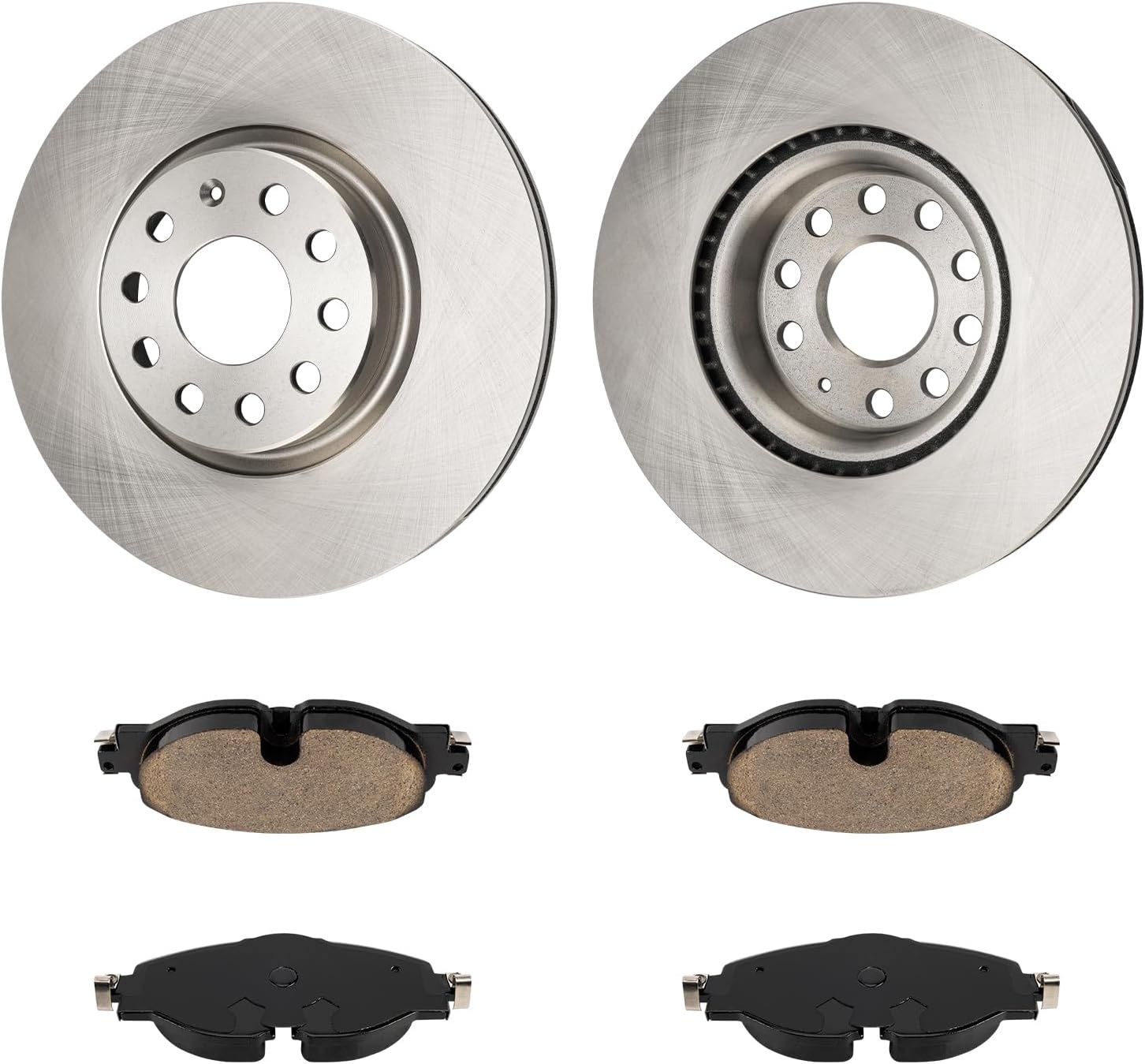 KAX Front Brakes and Rotors for Volkswagen GTI Golf Alltrack Audi A3 Quattro Golf TT Quattro, Smooth Vented Disc Brake Rotor Ceramic Brake Pads Replacement (#34279+D1760A, 12.28inch, 312MM)