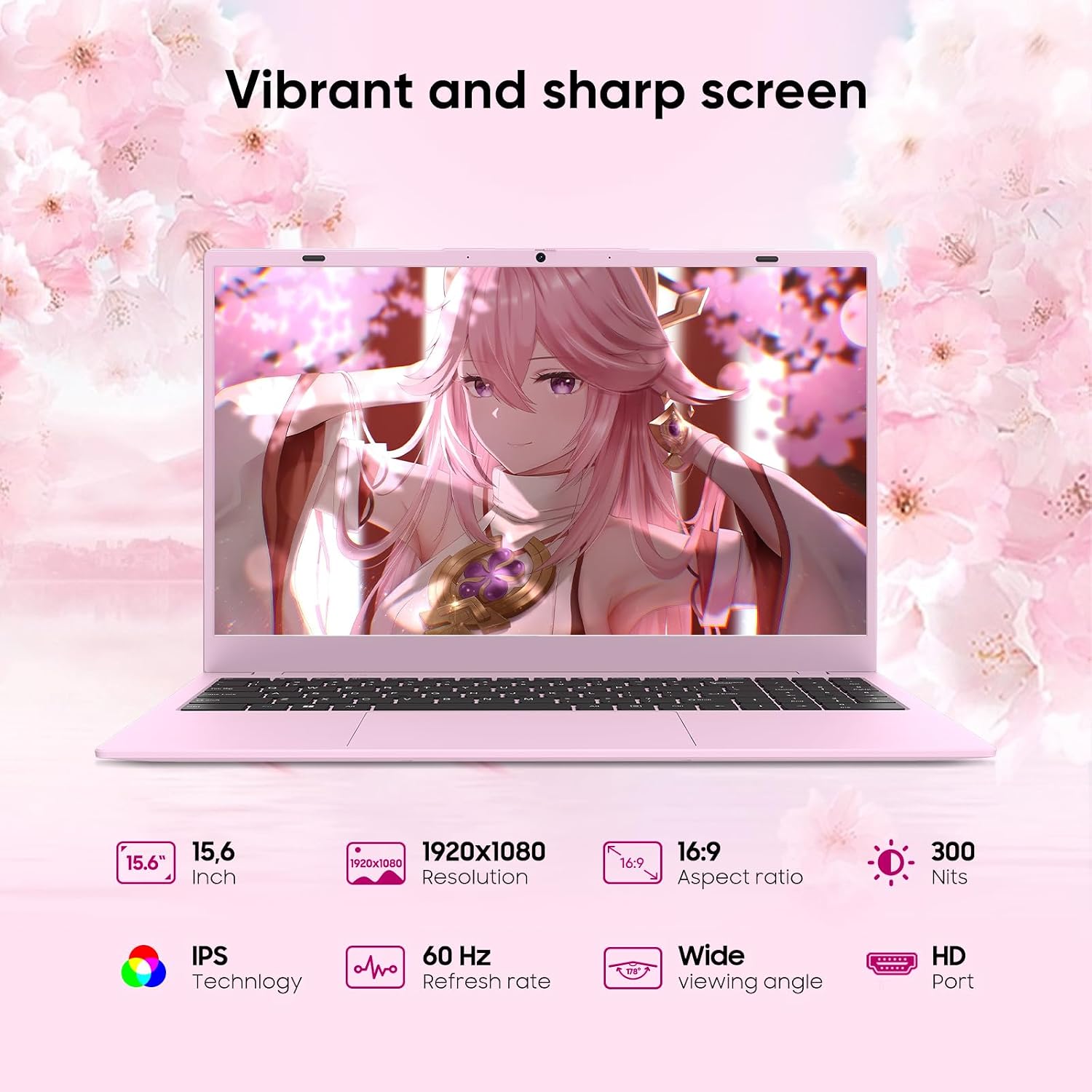 15.6' FHD Student Laptop Computer, 12GB DDR5, 512GB SSD, Quad-Core N150(Beat to i3-1115G4, Up to 3.6GHz), WiFi 6, Bluetooth 5.2, Pink