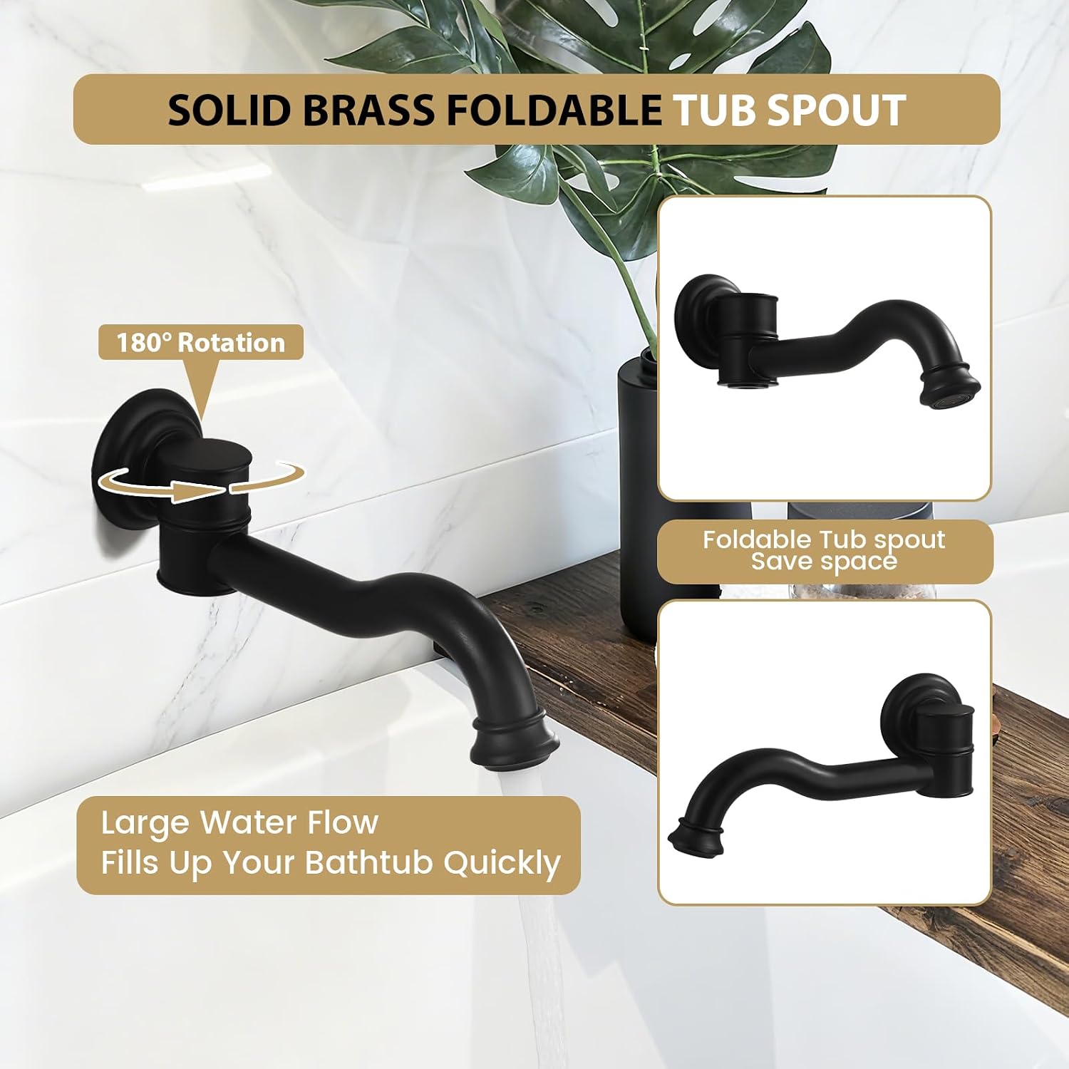 Shower Systems with Handheld Sprayer,3 Functions Shower Faucet Sets Wall Mounted,Shower Fixture with Brass Valve,Complete Shower System Kit with Foldable Tub Spout (Matte Black)