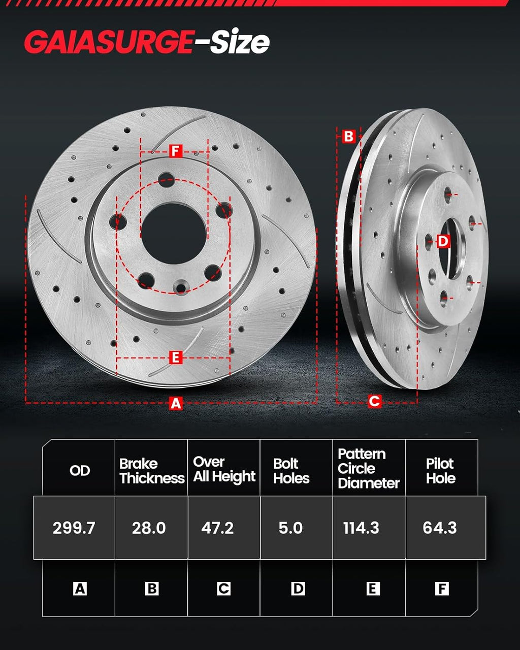 Front Brake Kit Compatible With 2003-2012 Honda Accord(03-07 3.0L 11.81in 300mm Rotors ONLY), 1999-2008 Acura TL, Automotive Brake Kit Drilled And Slotted Discs 31275 D1506-7656 Brake Pads
