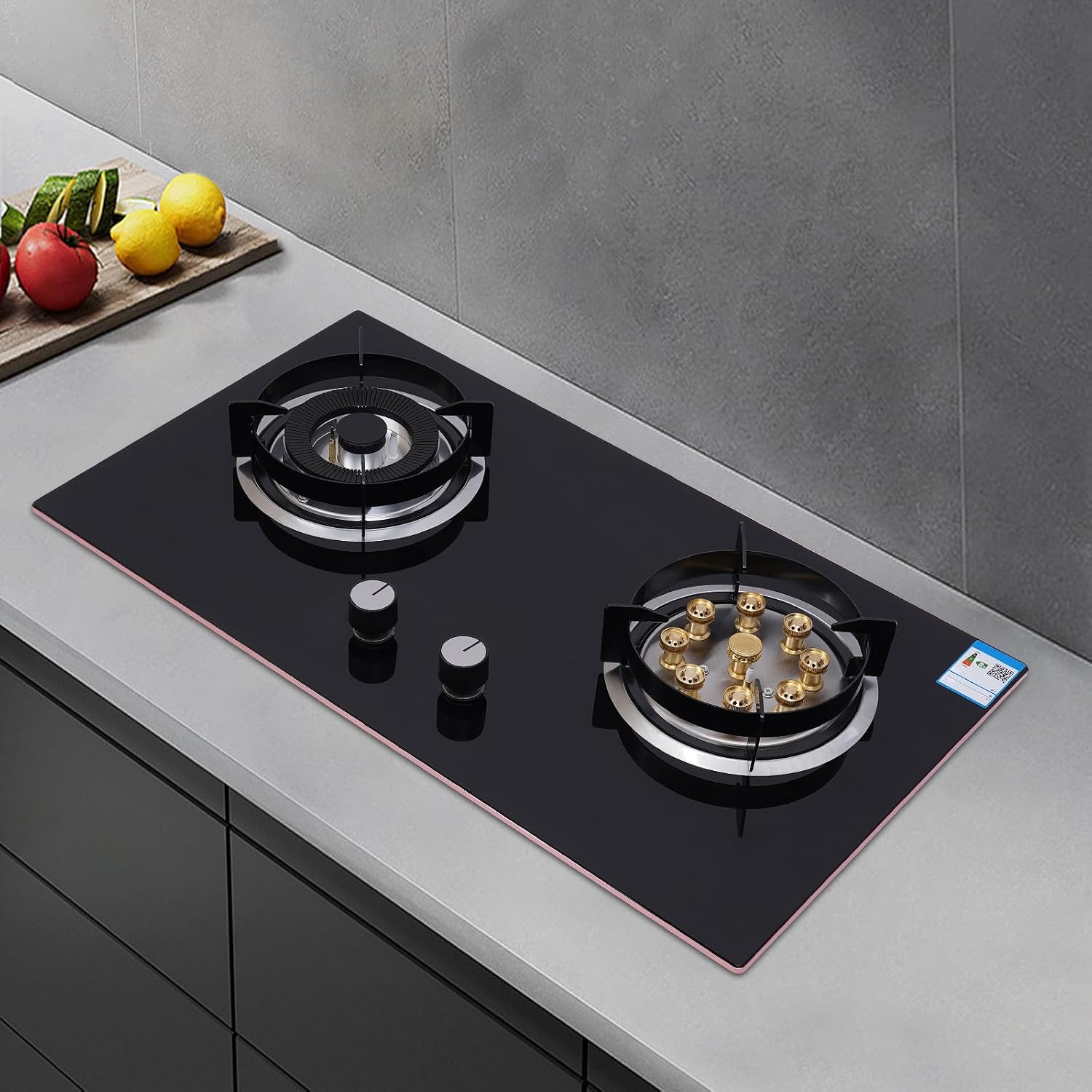 2 Burner Propane Gas Cooktop, Embedded Stainless Steel Gas Stove Top LNG Dual Fuel Countertop Gas Stove, Electronic Pulse Ignition for Apartments Home Kitchen