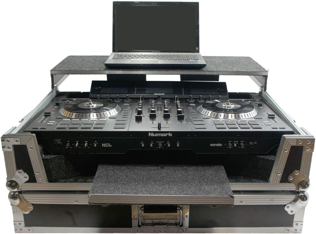 Harmony Audio HCNS7LTWFXTR Flight Glide Laptop Stand Combo DJ Case Compatible with Numark NS7 II