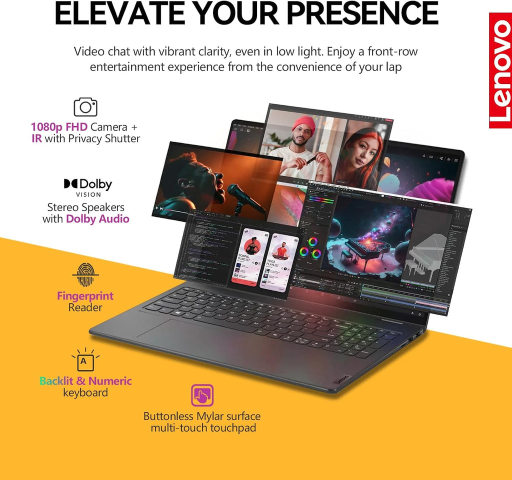Lenovo 2025 Yoga 7i 2 in 1 Laptop Touchscreen|16' FHD+ 360 Foldable Touch Screen Convertible|Intel Core Ultra 7, 16GB DDR5 RAM 512GB SSD+512GB Portable SSD|Windows 11 Pro Lifetime Office|Backlit|FP