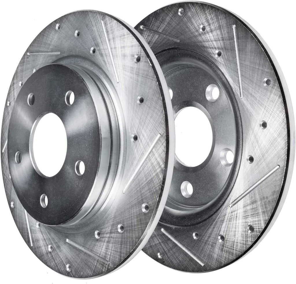 Detroit Axle - Rear Brake Kit for Ford Fusion Lincoln MKZ Zephyr Mazda 6 Mercury Milan, 11.02'' inch Drilled & Slotted Brake Rotors Brake Caliper Replacement