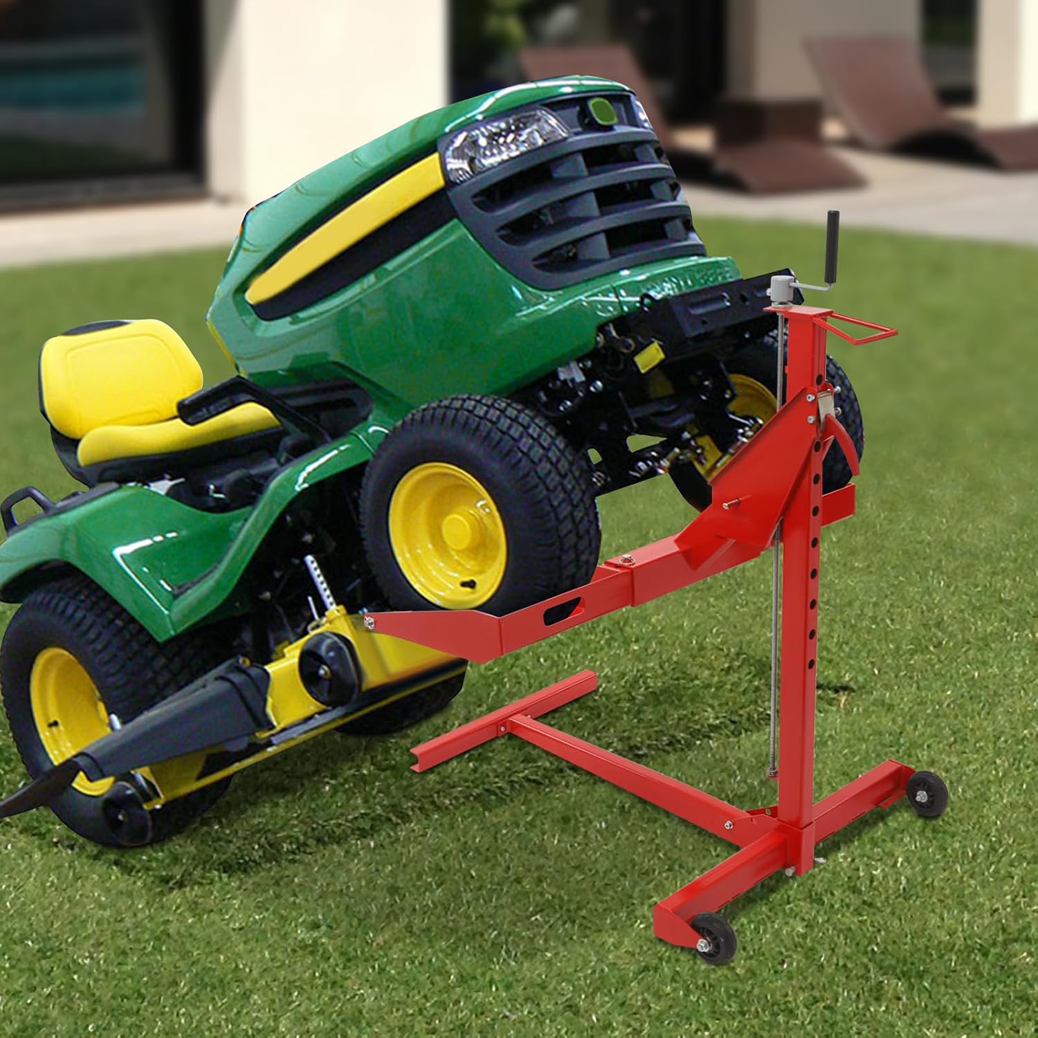 Lawn Mower Lift, 29 Inch Lawn Mower Lift Tool Adjustable Movable Lawn Mower Lift Solid Carbon Steel Lawnmower Lifting Machine for Riding Lawn Mower, Zero Turn Lawn Mowers (450lbs Regular)