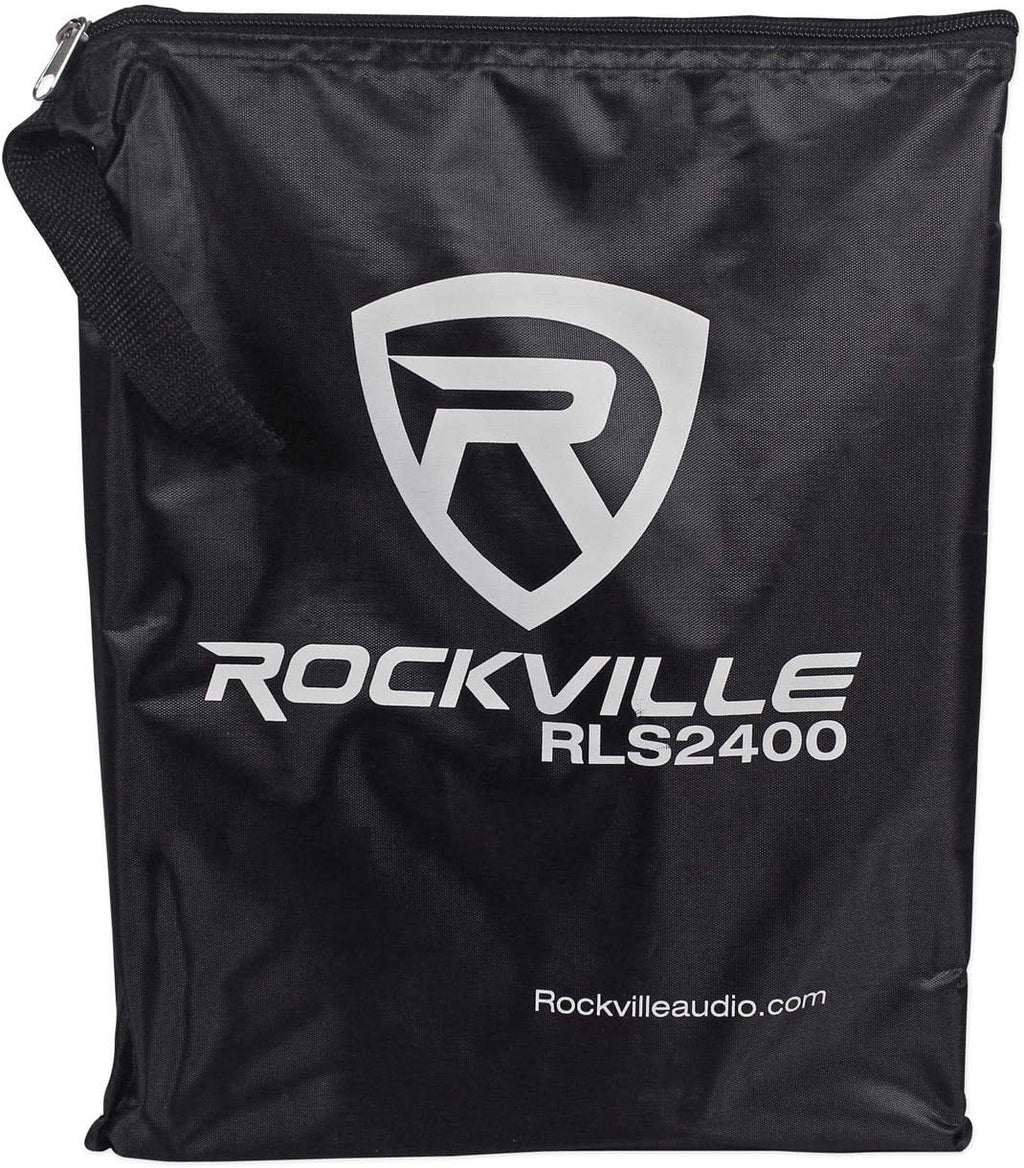Rockville RFAAB Bundle: 110 in x 47.2 in DJ Event Facade Lightweight Frame Booth with Bag & Scrims, RLS2400 Lightweight Folding DJ Laptop Stand with Extra Shelf & Travel Bag, 2-Items