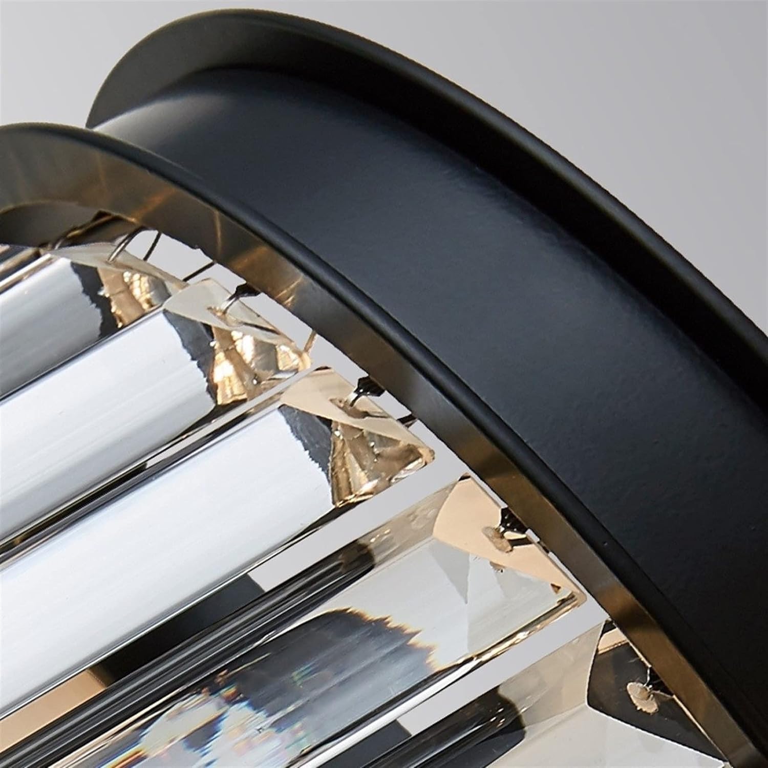 American Modern Crystal Glass Wall Lamp - Home Bedroom Bathroom Wall Light Black Wrought Iron Metal Wall Sconce,Modern Decor