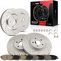 Torchbeam Front & Rear Brake Kit for Mustang Ford 2005 2006 2007 2008 2009 2010 4.6L,Drilled Slotted Brake Rotors and Pads Kits