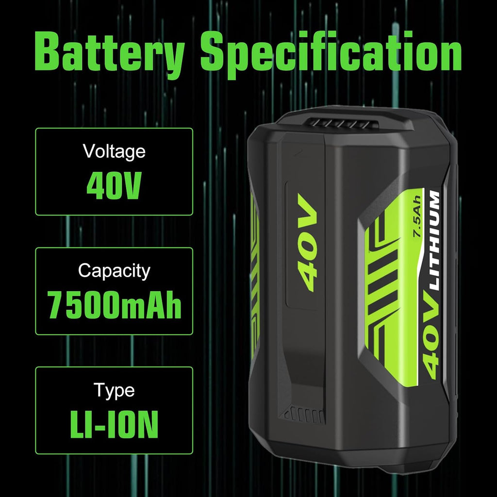 OHYES BAT Replacement for Ryobi 40 Volt Battery and OP401 Charger Compatible with Ryobi 40v Battery OP40401 OP4026 OP40261 OP4050 OP40601 OP40602 Cordless Power Tools (Green)