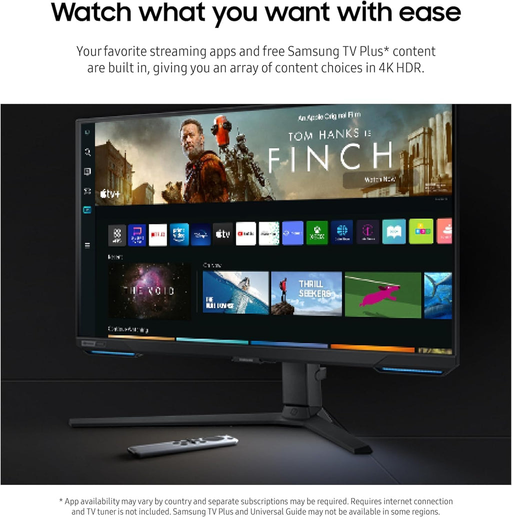 Samsung Odyssey 28-Inch UHD(3840 x 2160) Gaming Monitor | Built-in Speakers | HDR 400 144Hz 1ms | G-Sync and FreeSync Premium Pro Compatible | Wi-Fi 5 | Smart TV | Includes Remote Control