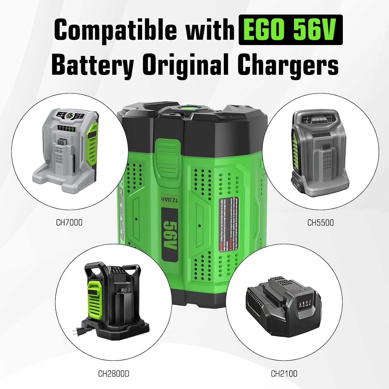 [ 12,000 mAh Ultra-High Capacity ] 2-Pack 56V Lithium Ion Battery Replacement for EGO 56V Battery Compatible with All EGO 56V Battery Power Tools CS1604 CS1804 HT2400 LB6504 PH1400 Tools Battery