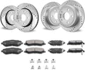 VEVOR Front and Rear Brake Kit Compatible with 2007-2017 Jeep Wrangler, Drilled and Slotted Brake Rotors Ceramic Brake Pads Replacement, 11.9' Front Rotors 12.4' Rear Rotors