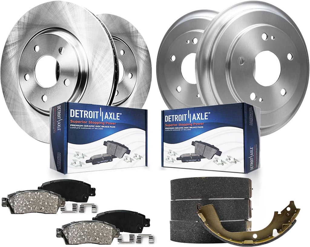Detroit Axle - Brake Kit for 2012-2015 Honda Civic, 2013 2014 Disc Brake Rotors Ceramic Brakes Pads Rear Brake Drums Brakes Shoes Replacement : 10.31' inch Front Rotors
