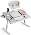 SAIJI Laptop Desk for Bed [Premium XXL Extra Large] with Upgraded Height Angle Adjustable Book Stand,Multi-Purpose Lapdesk Bed Tray Desk for Working Writing Reading Drawing (Grey)