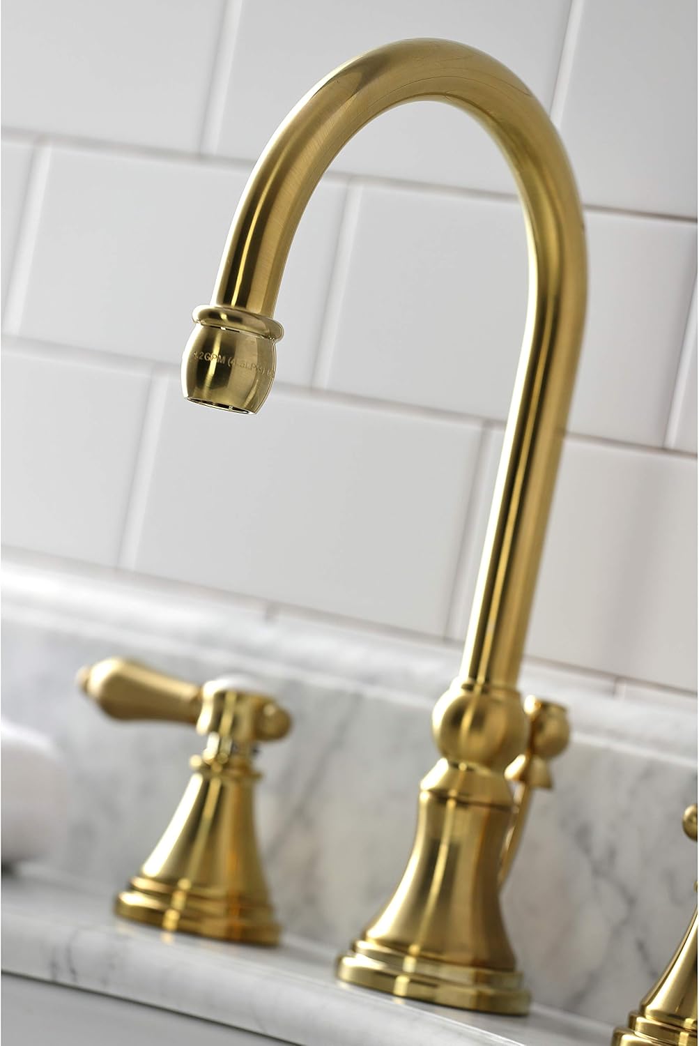 Kingston Brass KS2987BAL Heirloom Widespread Bathroom Faucet with Brass Pop-Up, Brushed Brass