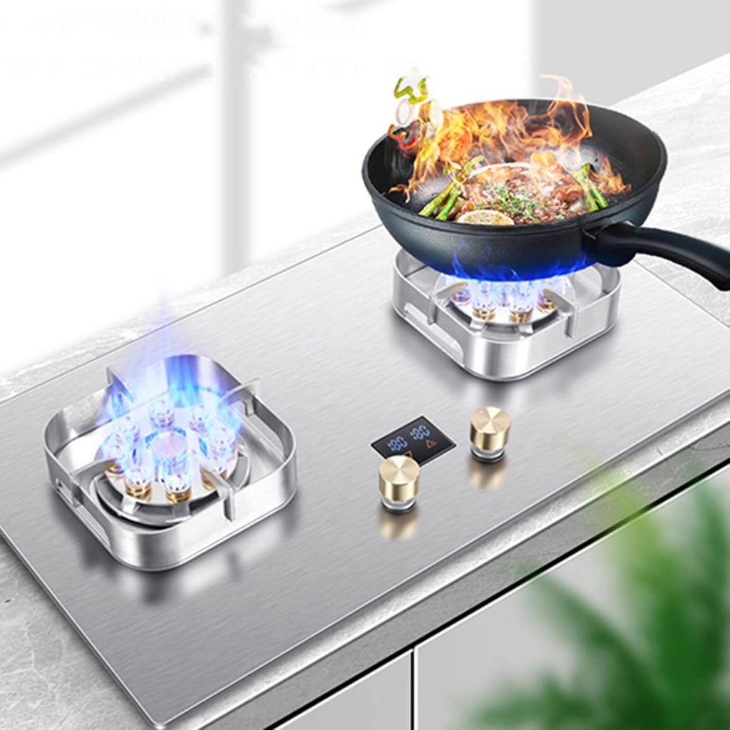 NIKKHO Gas Cooktop,2 Burners Gas Hob,with Timer Function,7.2KW NG/LPG Gas Stove,for Caravan Home Camping Catering,Electronic Pulse Type Gas Stove (Color : NG), 54768