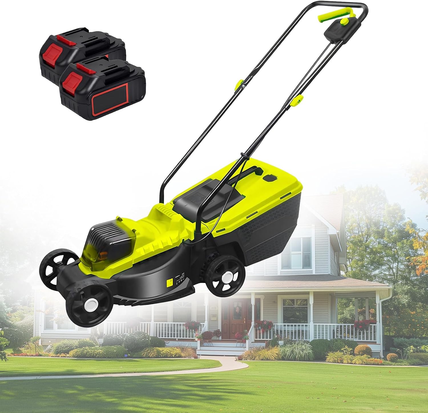 SHAHRYAR Brushless Cordless Push Lawn Mower,Electric Lawn Mower,3400 RMP High Speed Cutting,with 45l Large Grass Box, Suitable for Lawn Mowing, Park Greening, Etc