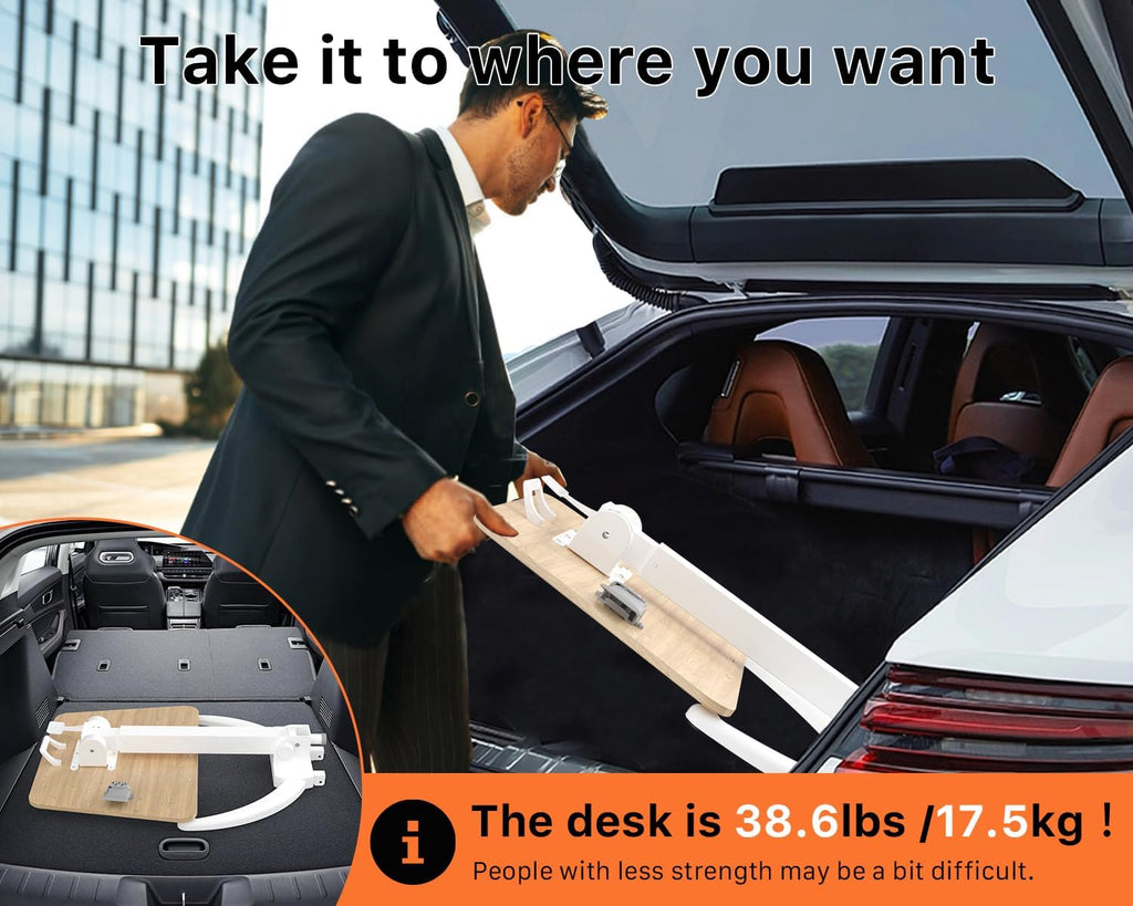 JOY worker Foldable Mobile Standing Desk, Pneumatic Height Adjustable Sit Stand Desk, 90° Tiltable Rolling Laptop Desk, Portable Cart with Wheels Non-Slip Mat for Home Office, Holds Up to 22lbs