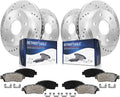 Detroit Axle - Brake Kit for Chevy Trailblazer EXT SSR Buick Rainier GMC Envoy XL Saab 9-7X, Drilled & Slotted Brakes Rotors Ceramic Brake Pads Replacement: 12.80' inch Front and Rear Rotor