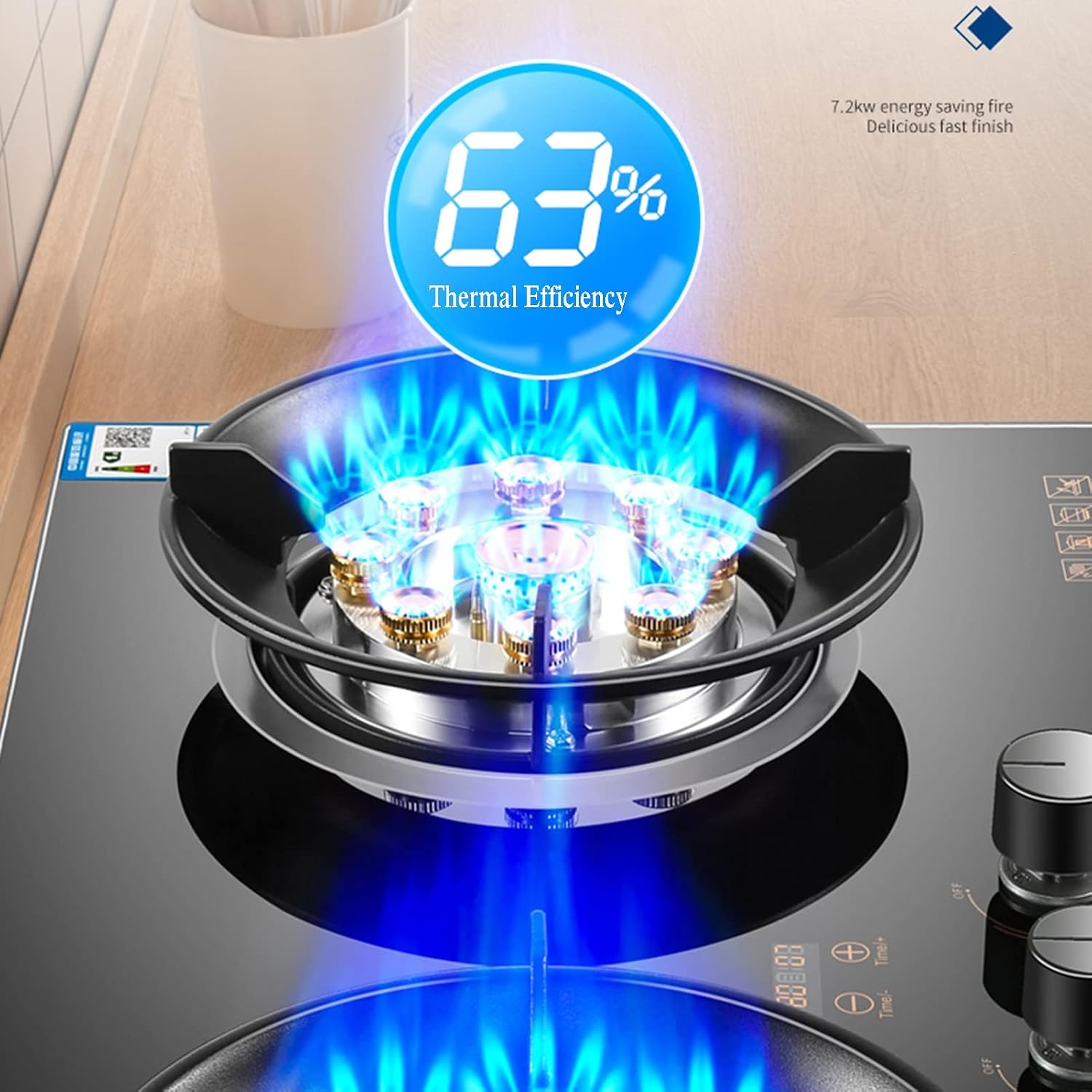 Countertop/Built-in Gas Cooktop,17742 BTU Tempered Glass Gas Cooktop 2 Burners,Flameout Protection,Suitable for Apartments,Indoor(LPG)(NG) (Size : LPG)