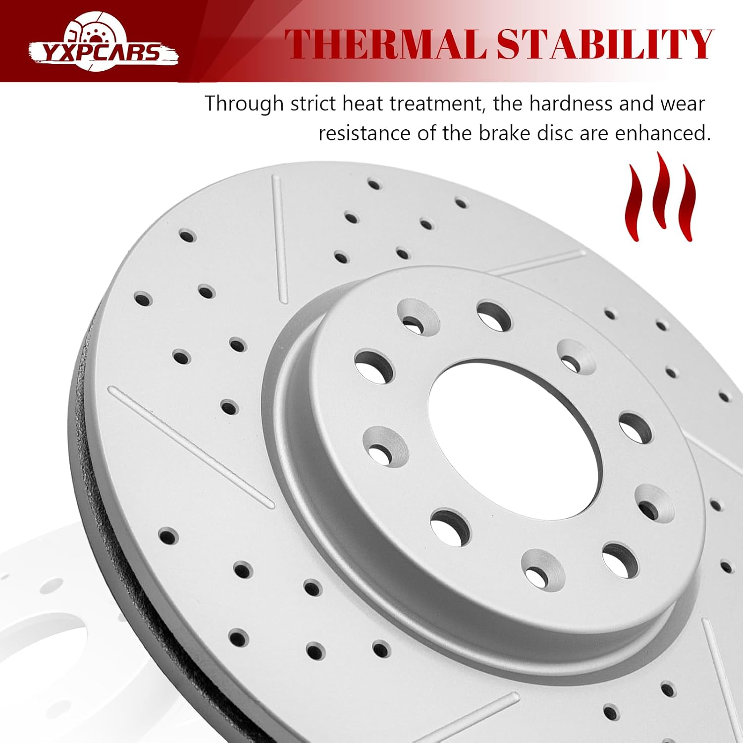 Front & Rear Drilled Slotted Rotors and Ceramic Disc Brake Pads Kit for Chevy Malibu 2016 2017 2018 2019 With Manual Parking Brake