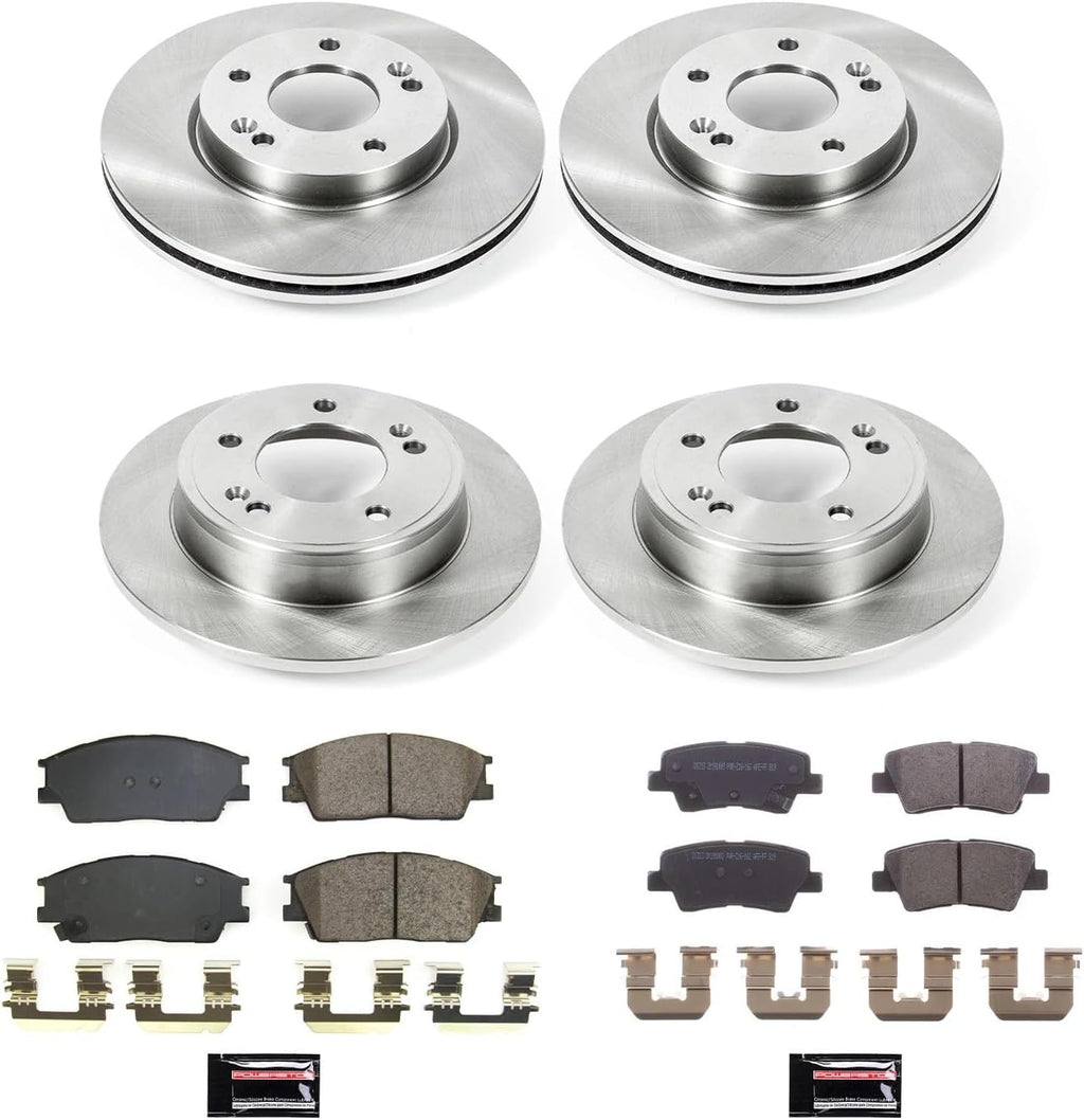 PowerStop Front and Rear Brake Kit for Hyundai Venue 2020-24 | Kia Soul 2020-24 - Z17 Ceramic Brake Pads & Disc Rotors Replacement, KOE8686