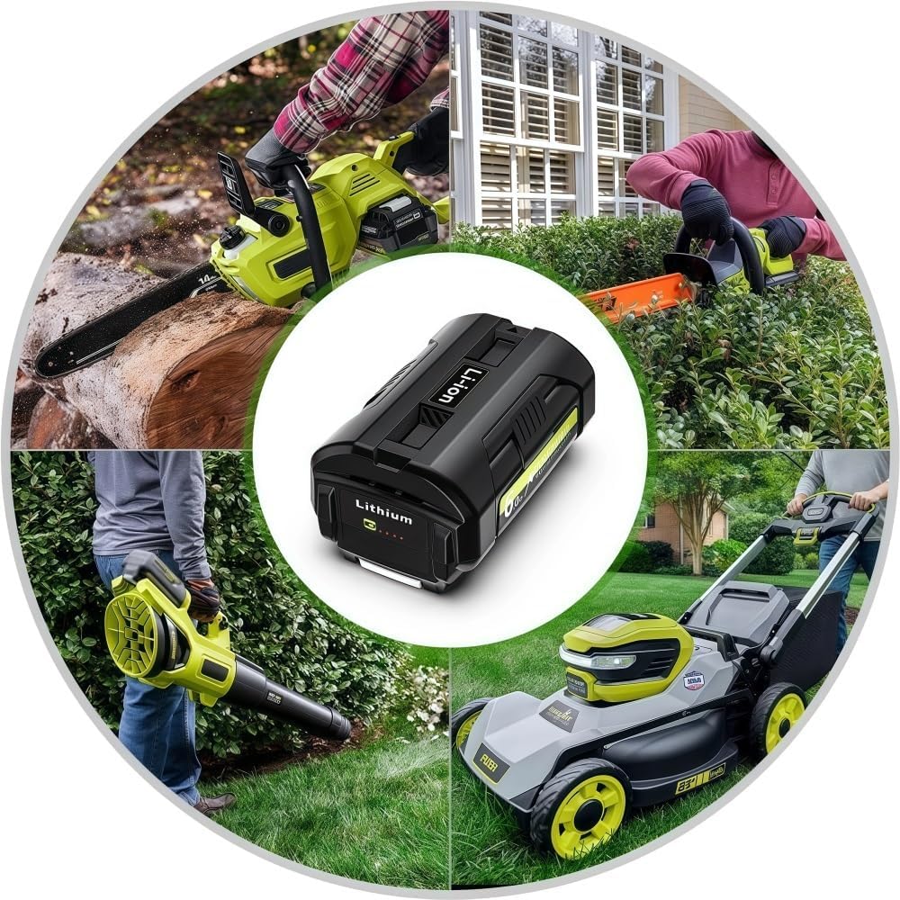 LINGYUE OP40401 40V 6.0Ah Replacement Li-ion Battery Compatible with Ryobi OP4026 OP4030 OP4050 OP4060A OP40201 OP40301 Lawn Mower Trimmer Blower Power Tools Batteries Packs(2PCS)