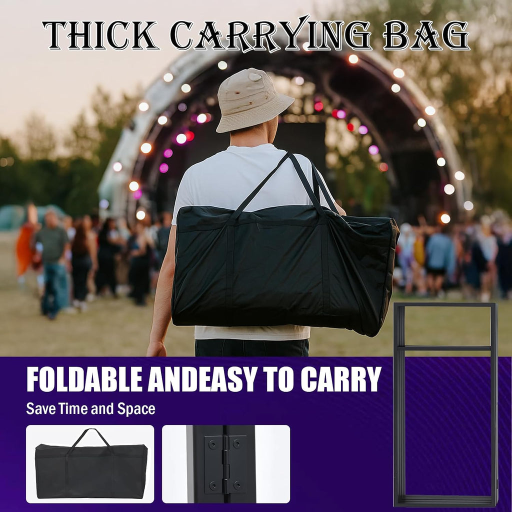 Portable DJ Booth Facade,DJ Table,Heavy-Duty DJ Table Stand Portable Booth,Iron Plate Surface DJ Facade Booth,with Carry Bag & Hook & Cup Holder (41.3'L x 20.4'W x 43.3'H)