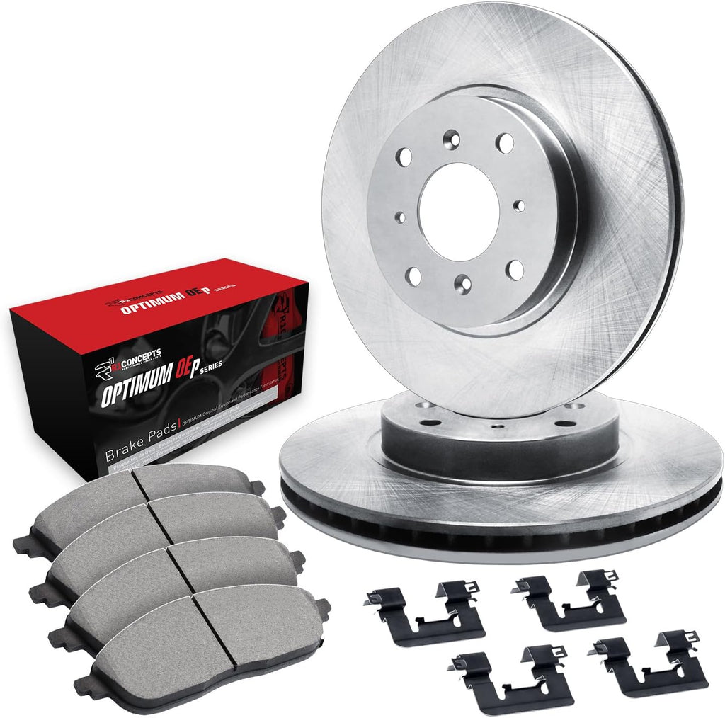 R1 Concepts Front Brake Kit Fits 2018-2020 Nissan Kicks; 2020-2025 Nissan Versa; 2021-2024 Nissan Kicks Rear Drum S| Optimum Oep Pads, Blank Rotors| Hardware| 10.2' Front