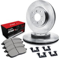 R1 Concepts Front Brake Kit Fits 2018-2020 Nissan Kicks; 2020-2025 Nissan Versa; 2021-2024 Nissan Kicks Rear Drum S| Optimum Oep Pads, Blank Rotors| Hardware| 10.2' Front