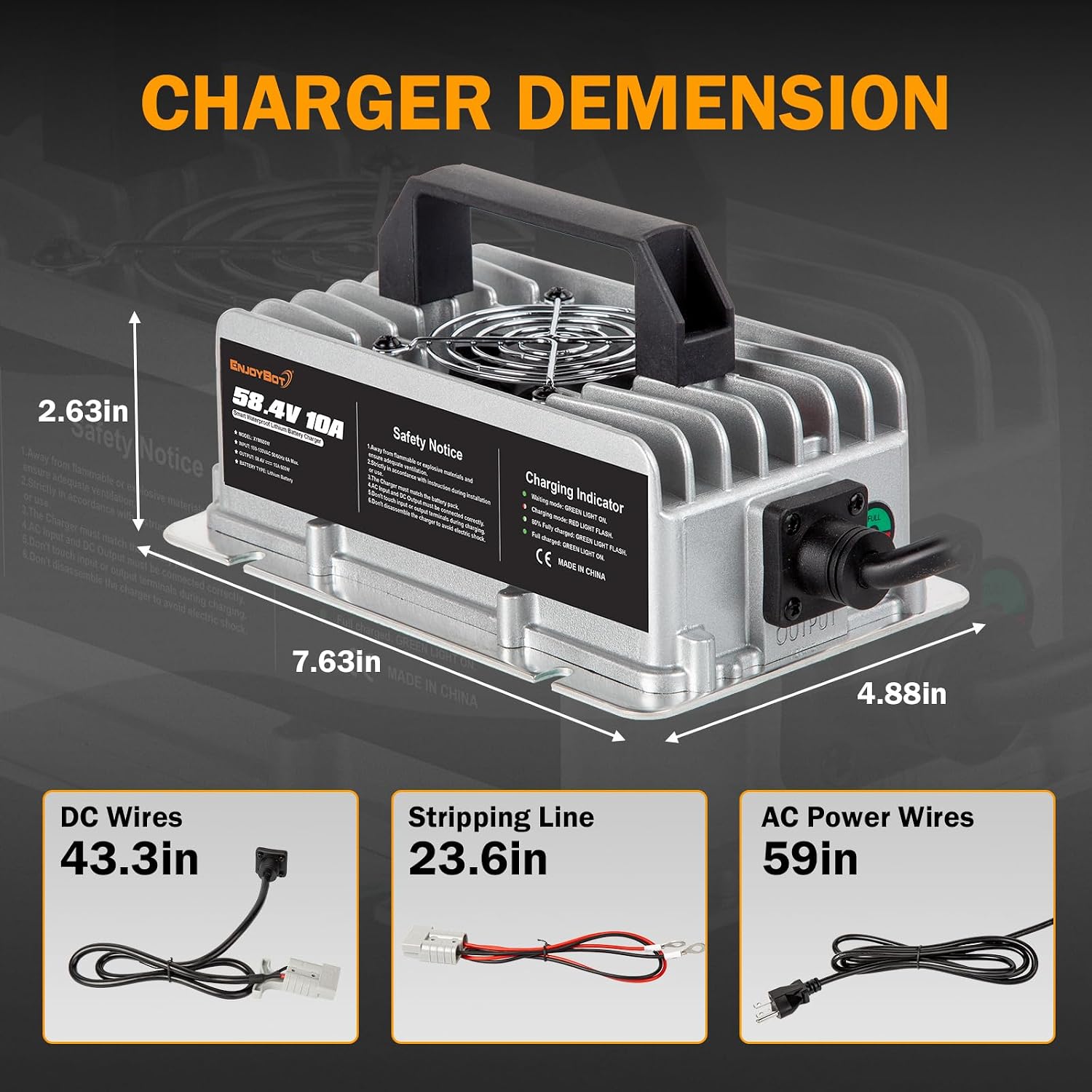 Enjoybot 48V 65Ah LiFePO4 Lithium Battery Self Heating with 58.4V 10A Charger, Built-in 120A BMS and Bluetooth, 10-Year Lifetime, Peak Current 500A for Golf Cart RV Camper Solar