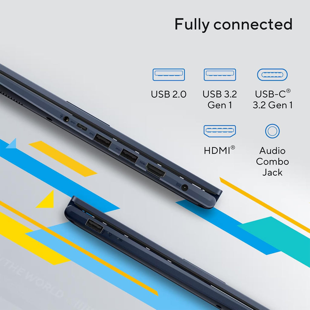 ASUS Vivobook 14' FHD Laptop, Windows 11 Pro, Lifetime MS Office, Intel Core i3-1315U, 16GB RAM+512GB PCIe SSD, Sleek & Lightweight, 8-in-1 HUB & USB Flash Drive, for Student, Home & Work