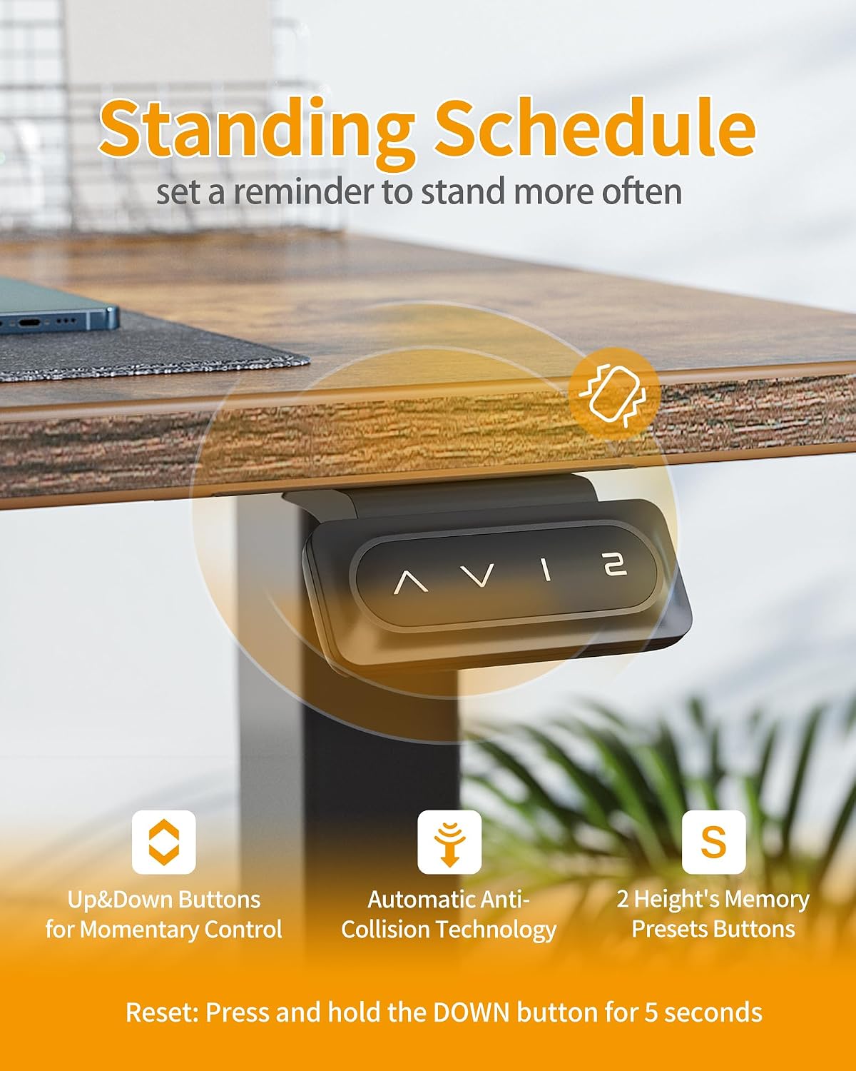 CubiCubi Electric Standing Desk, 55 x 24 Inches Height Adjustable Sit Stand Desk, Ergonomic Home Office Computer Workstation, Rusticbrown