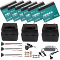 6pcs 12V 20Ah SLA AGM Motorcycle Battery Rechargeable Maintenance Free & Battery Storage Box & Charging Port & Socket for Go Kart Dune Buggy ATV Quad Mobility Scooter Dirt Pit Bike Lawn Mower