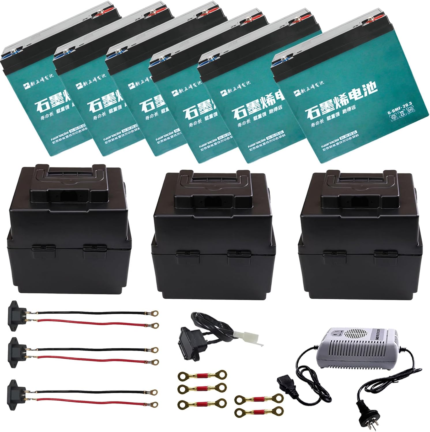 6pcs 12V 20Ah SLA AGM Motorcycle Battery Rechargeable Maintenance Free & Battery Storage Box & Charging Port & Socket for Go Kart Dune Buggy ATV Quad Mobility Scooter Dirt Pit Bike Lawn Mower