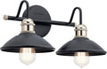Kichler Clyde 2-Light Bathroom Vanity Light Fixture with Vintage Industrial Design, Black Finish for Bathrooms Over Mirror (7.25' H x 17' W x 8.25' Ext.), 45944BK