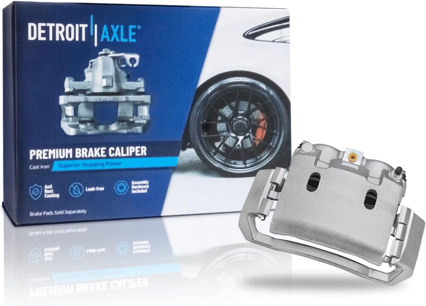 Detroit Axle - Front Brake Kit for 2003-2008 Dodge Ram 2500 3500 Drilled & Slotted Brake Rotors Right Brake Caliper 2004 2005 2006 2007 Replacement [13.9 inch Rotors]