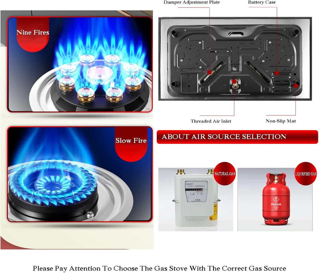 Gas Stove 73CM, Built-in Gas Stove with 2 Burners, Timer (Independent On Both Sides), Accidental Flameout Protection Device, Suitable for Natural Gas/liquefied Petroleum Gas (Size : NG)
