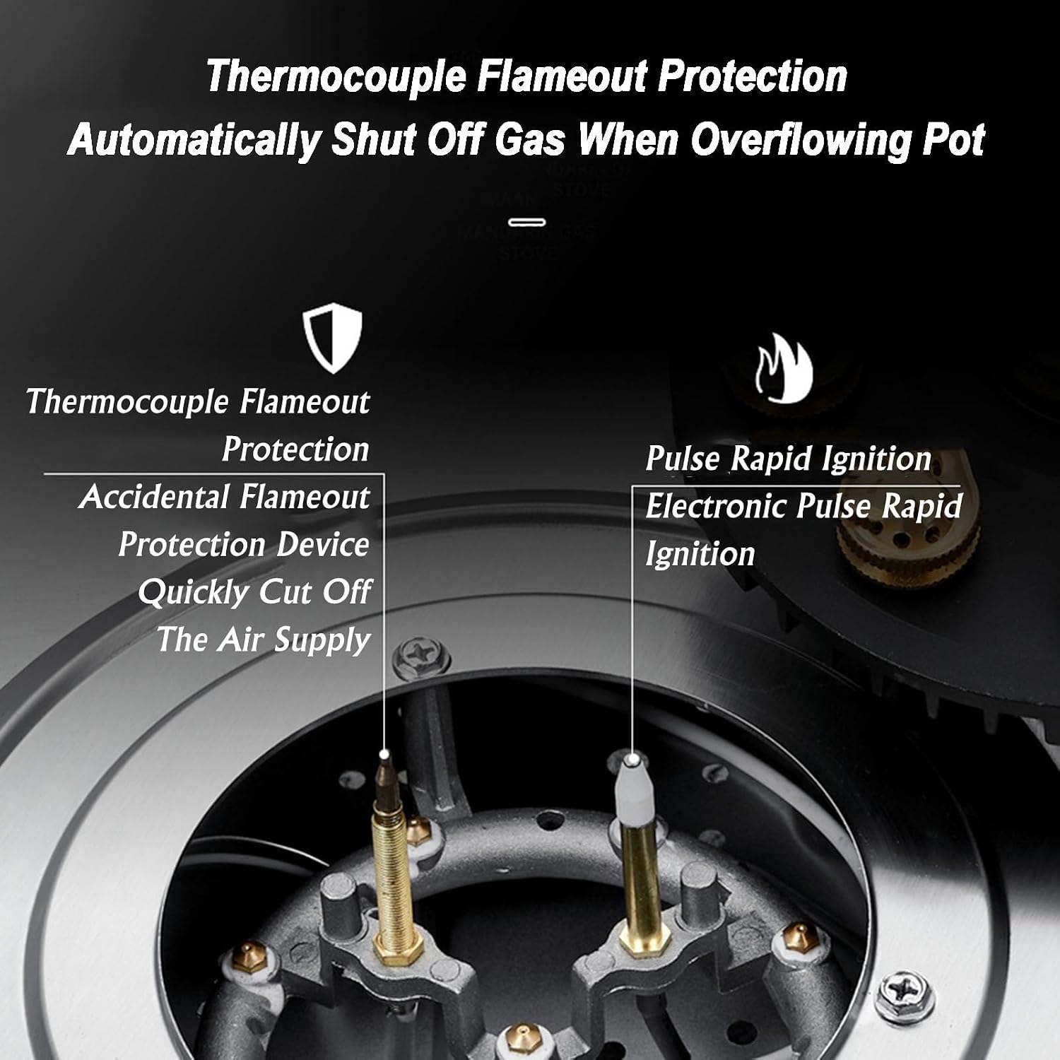 Stainless Steel Gas Stove 2 Burners, 5.2KW Built-in Gas Cooker Plug and Play, Accidental Flameout Protection Device, LPG/Natural Gas Kit(NG)