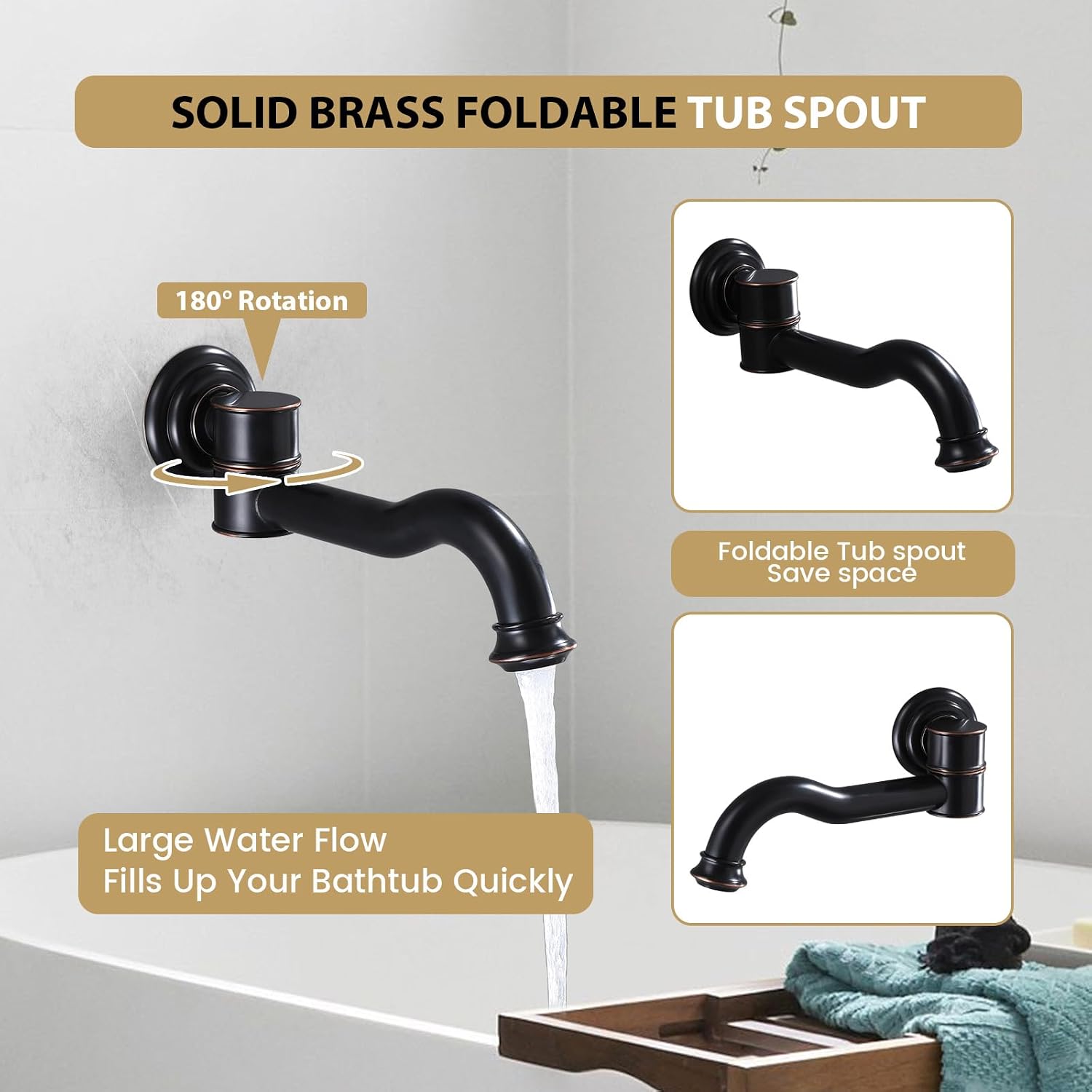 Rainfall Shower System with Handheld Sprayer,Oil Rubbed Bronze Antique Shower Faucet Sets,Shower Fixture Combo with Brass Pressure Balance Valve,Complete Shower Kit with Foldable Tub Spout