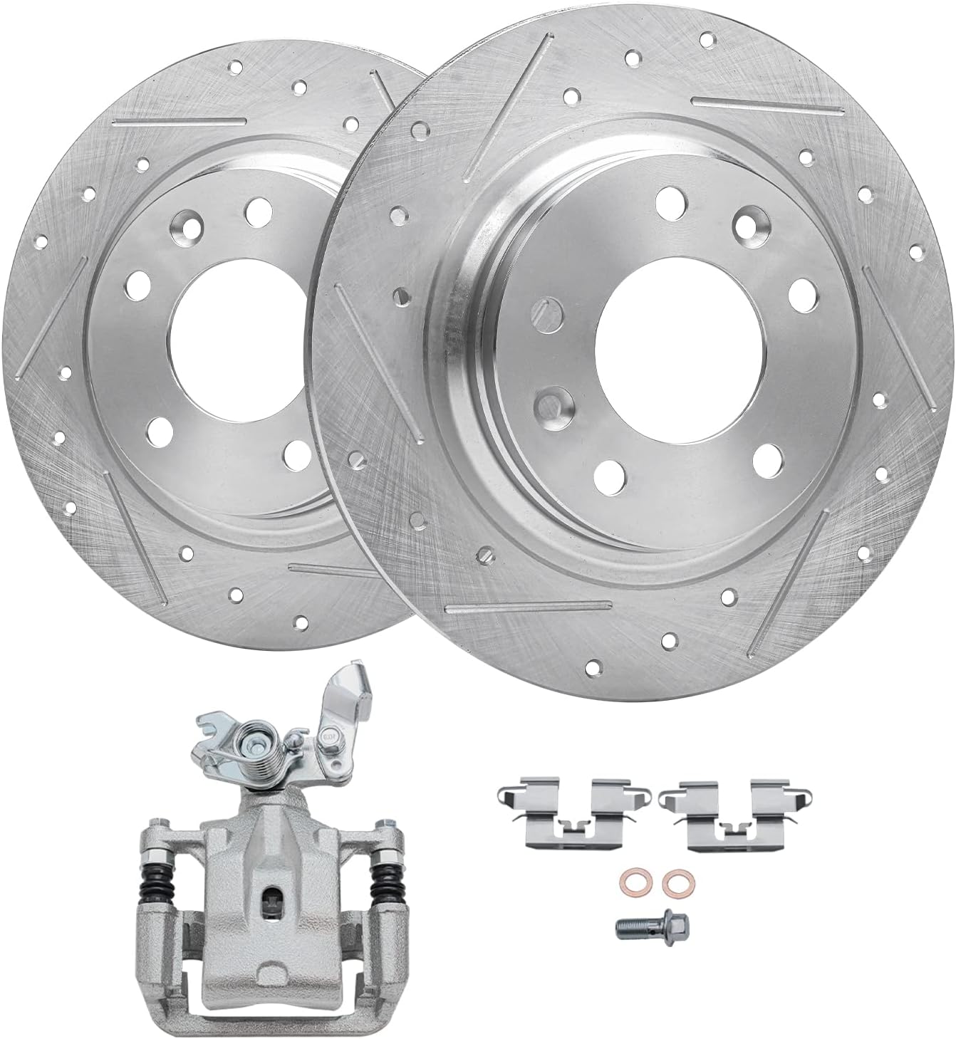 Detroit Axle - Rear Brake Kit for Ford Fusion Lincoln MKZ Zephyr Mazda 6 Mercury Milan, 11.02'' inch Drilled & Slotted Brake Rotors Brake Caliper Replacement