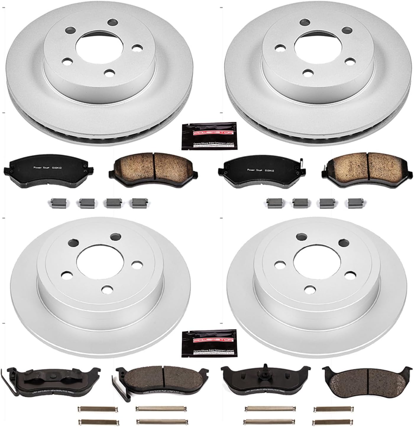 PowerStop Front and Rear Brake Kit for Jeep Liberty 2003-07 - Fully-Coated Disc Rotors with Z17 Ceramic Brake Pads Replacement, CRK2162
