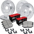 R1 Concepts Front and Rear Brake Kit Fits 2009-2014 Acura TL| Optimum Oep Pads, Drilled Slotted Rotors| Hardware| 12.6' Front & 13.1' Rear