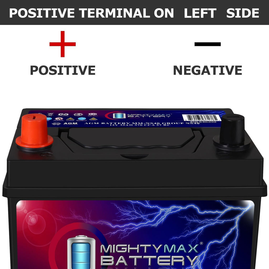 Mighty Max Battery MM-NS40 Start and Stop Car BCI Group Size NS40 12V 35Ah, 57RC, 370 CCA Rechargeable AGM Car Battery
