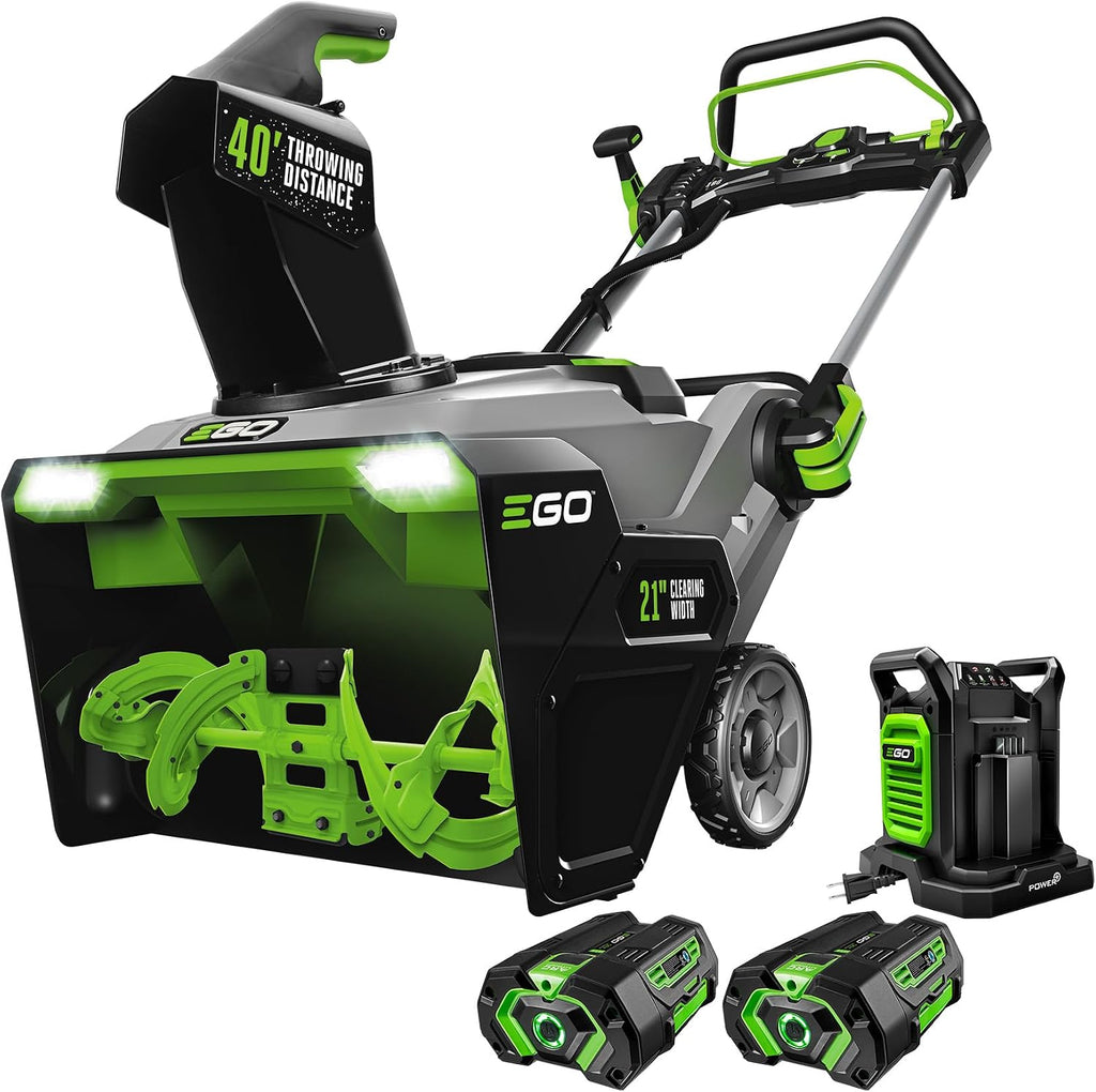 EGO POWER+ 21' Electric Snow Blower, Cordless Steel Auger, Includes (2) 56V 5.0Ah Batteries and Dual Port Charger - SNT2112